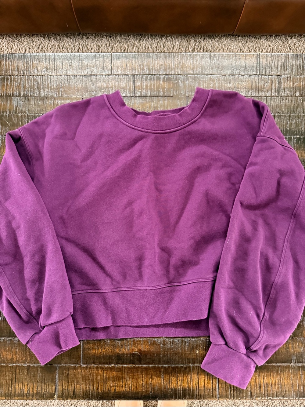 Lululemon Women's Purple Crewneck Sweatshirt - Classic Pullover, cropped.